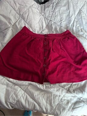 Vintage 2010s Forever 21 raspberry colored front button mini skirt